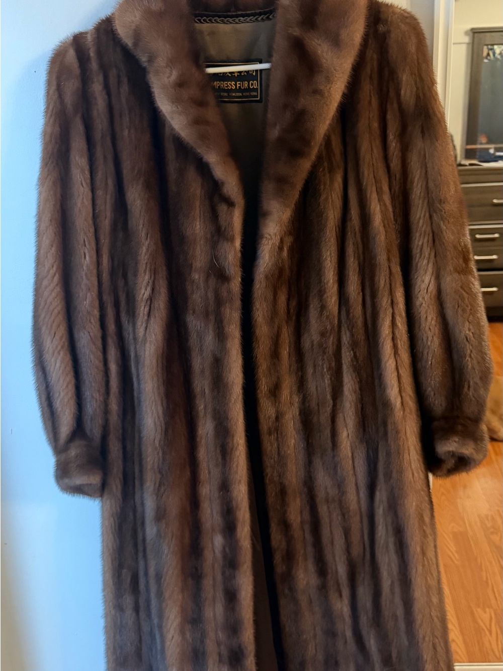 Saga Furs Brown Mink Coat with Dark Brown Fur Trim